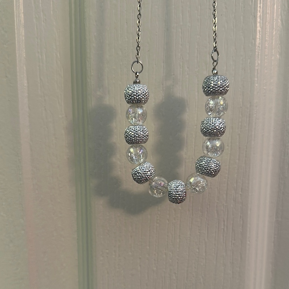 Elegant Silver and Clear Beaded Necklace